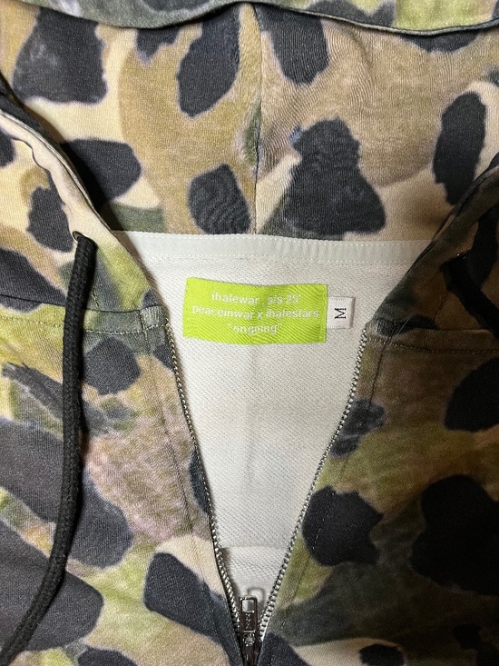 PEACEINWAY x ihatestars "ongoing" ihatewar s/s '25 Camo Hoodie Mens M - Picture 2 of 4